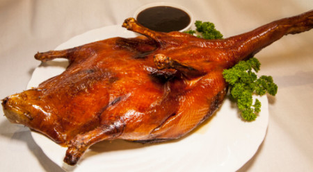 Crispy marinated roast duck